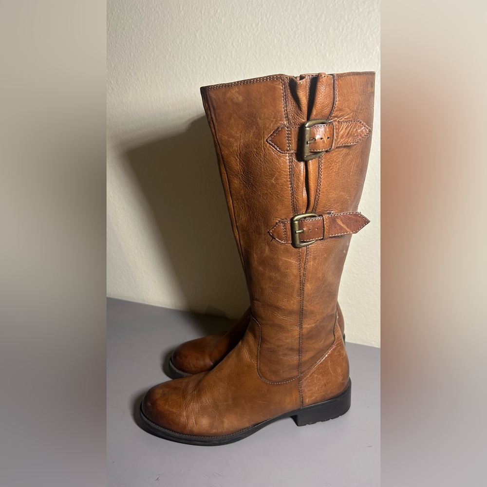 CLARKS TAMRO LEATHER ADJUSTABLE KNEE HIGH RIDING BOOTS